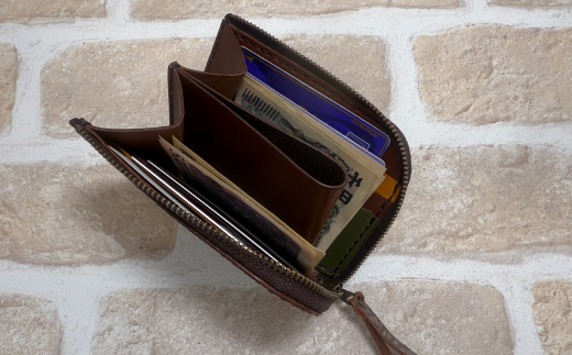 手縫いの本革「L字ファスナー ミニ財布」【カラー：ターコイズ】上質 職人 手作り レザー 革 牛革 革製品 財布 ミニウォレット 二つ折り財布 シンプル おしゃれ ギフト 贈り物 高知県 四万十市 四万十 しまんと 25-0026-T