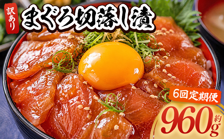 【6回定期便】 まぐろ切落し漬 訳あり 計960g 80g×12袋 - まぐろ マグロ 鮪 配送回数 定期便 小分け 海鮮 魚介 冷凍食品 加工品 漬けマグロ 海鮮丼 まぐろ漬け丼 刺身 おかず おつまみ 刺身 株式会社大熊 高知県 香南市 冷凍 Wda-0037
