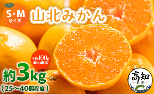 山北みかん (S,Mサイズ) 3kg 秀品 約25〜40個入り 甘い - 果物 フルーツ 柑橘類 温州みかん ミカン 蜜柑 甘い おいしい 美味しい 山北みらい 高知県 香南市 yk-0080