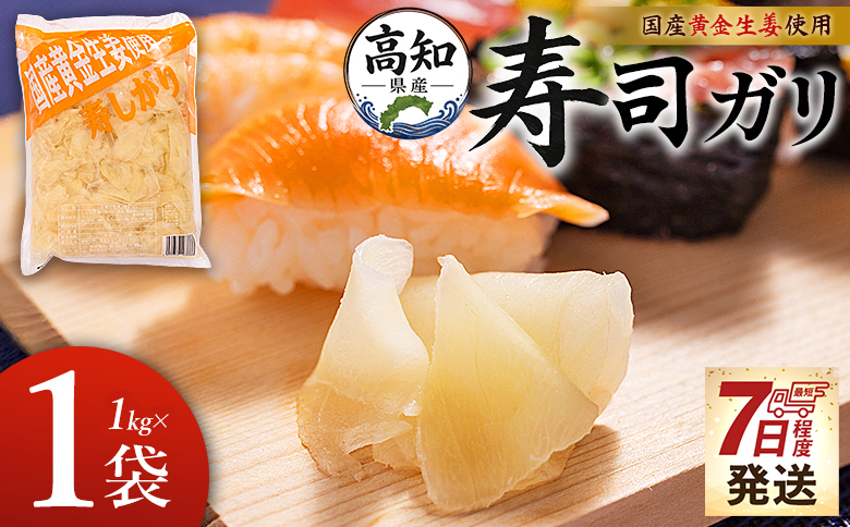 【7日程度で発送】国産黄金生姜使用 寿司ガリ 1kg - 送料無料 早い スピード発送 7日程度 早く 届く 生姜 ジンジャー ガリ がり 寿司がり 寿しがり お寿司 付け合せ 漬物 漬け物 国産 特産品 黄金しょうが しょうが ショウガ 高知県産 坂田信夫商店 高知県 香南市 常温 Xnb-0011