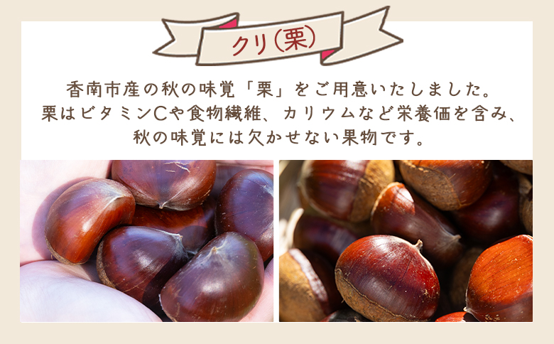 栄養豊富な秋の味覚 クリ（栗） 1袋（1kg） - 国産 果物 青果 フルーツ マロン 生栗 秋の味覚 旬 ゆで栗 焼き栗 甘露煮 栗ご飯 やすらぎ市 高知県 香南市 常温 2026年9月下旬～10月下旬までに発送 yr-0102