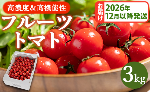 【先行予約】【2026年12月以降配送】【数量限定】高糖度＆高機能性 フルーツトマト 約3kg - 甘美の舞 期間限定 季節限定 野菜 生 フルティカ 完熟 糖度8以上 ミニ プチ お弁当 おやつ サラダ 送料無料 産地直送 1キロ×3箱 贈答用 のし 贈り物 フレッシュ おつまみ 離乳食 リコピン アレンジ 料理 記念日 内祝い とまと 旬 あまい 酸味 美味しい おいしい 高知県 香南市 kr-0086