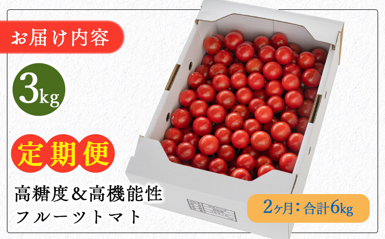 高糖度＆高機能性 フルーツトマト 3kg 2カ月定期便 合計6kg  - 甘美の舞 期間限定 季節限定 野菜 やさい フルティカ 完熟 ミニトマト プチ 新鮮 お弁当 贈り物 サラダ 産地直送 高知県 香南市 Wkr-0037