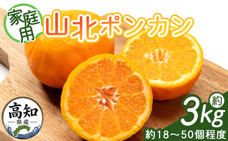 山北ポンカン 家庭用 3kg(約18～50個程度) - 果物 フルーツ 柑橘類 ぽんかん ミカン 蜜柑 訳アリ わけあり 生産者応援 甘い おいしい 美味しい 山北みらい 高知県 香南市 yk-0082