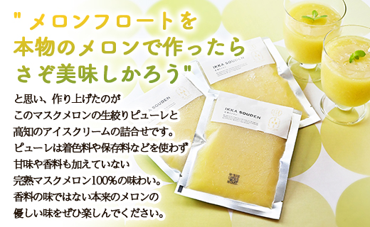 マスクメロンピューレと高知のバニラアイス 3個セット - テレビ「めざましどようび キクエがキクヨ！」で紹介 JALファーストクラス機内食に採用 tn-0028