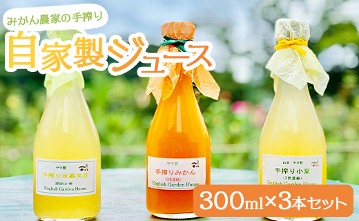 みかん農家の手搾り自家製ジュース 300ml×3本セット - 送料無料 山北みかん 小夏 水晶文旦 果汁 飲料 国産 詰め合わせ 2倍濃縮 炭酸割り ドレッシング ギフト 贈り物 常温 eh-0032