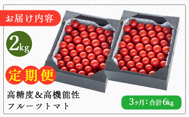 高糖度＆高機能性 フルーツトマト 2kg 3カ月定期便 合計6kg - 甘美の舞 期間限定 季節限定 野菜 やさい フルティカ 完熟 ミニトマト プチ 新鮮 お弁当 贈り物 サラダ 産地直送 高知県 香南市 Wkr-0035