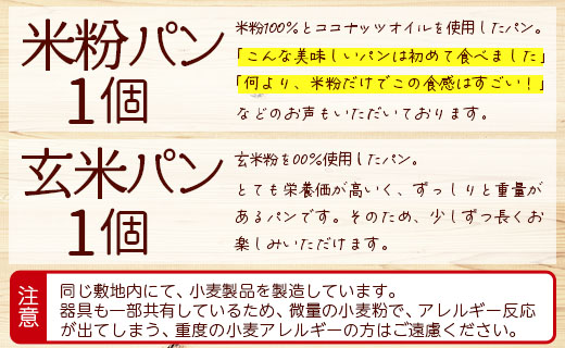 グルテンフリー 米粉パン＆玄米パンセット 合計2個 - 食パン 食事パン 朝食 ブレッド 小麦粉不使用 アレルギー ココナッツオイル ヴィーガン an-0013