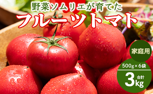 家庭用 野菜ソムリエが育てた フルーツトマト 500g×6袋 合計3kg - 野菜 とまと 産地直送 料理 アレンジ サラダ 完熟 甘い あまい フレッシュ さっぱり 酸味 うしの恵 小分け おいしい 国産 高知県 香南市 mj-0015