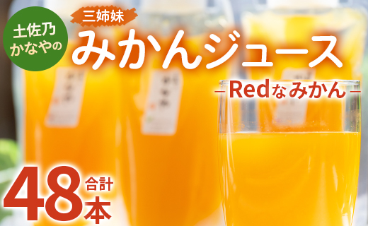 土佐乃かなやのみかんジュース Redなみかん 合計48本 - 柑橘 ミカン 果物 フルーツ 濃厚 果汁 100％ ストレート 飲料 合同会社Benifare 高知県 香南市 be-0034