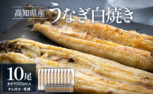 【数量限定】うなぎ 白焼き 1kg以上 10尾×100～120g - 蒲焼き タレ付き 国産 鰻 ウナギ 有頭 背開き つまみ ご飯のお供 老舗 土佐湾 吉川水産 高知県 香南市 冷凍 yw-0082