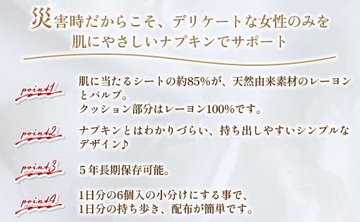 常備用 肌にやさしいナプキン 合計72枚（6枚入り×12個）- 日本製 ふつうの日用 羽なし 約21cm 防災バッグ 災害時用 長期保存可能 5年 生理用品 サニタリー 使い捨て hg-0024