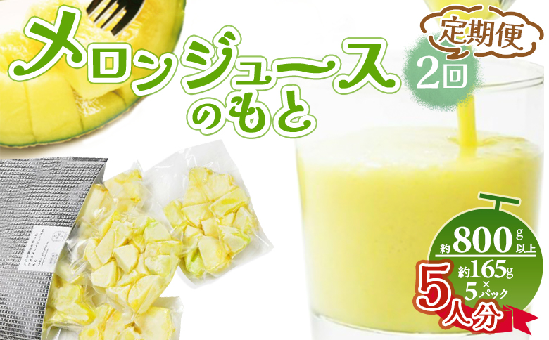 【2回定期便】メロンジュースのもと 約800ｇ 約165g×5パック - 国産 マスクメロン 完熟 飲み物 飲料 甘い フルーツジュース ジュース スムージー カットメロン アレンジ 果物 くだもの フルーツ めろん 篤農 高知県 香南市 冷凍 Wtn-0033