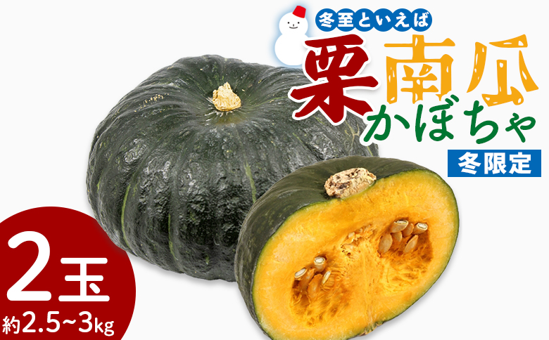 かぼちゃ 南瓜 2玉 約2.5～3kg 冬至といえば栗かぼちゃ 冬限定 -冬至かぼちゃ 栗かぼちゃ カボチャ ホクホク 甘い 簡単調理 使いやすい 栄養豊富 ポタージュ スープ プリン 煮物 新鮮 無農薬 産地直送 旬彩ファームやまさき 高知県 香南市 sy-0008