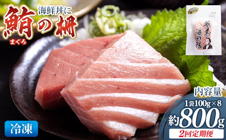 【2回定期便】まぐろ柵 8袋(800g以上) - 定期便 国産 刺身 ブロック 海鮮丼 漬け丼 煮物 生食 焼き物 鮪 マグロ 小分けパック 柵どり さく取り 海鮮 新鮮 魚介 産地直送 龍馬の海鮮隊 野島水産 高知県 香南市 Wnz-0087