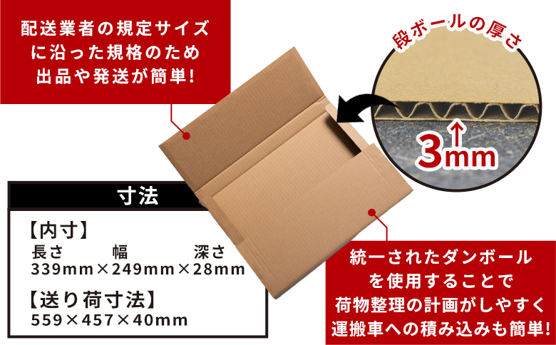 【7日程度で発送】抜き式ケース（A4対応）10枚 クリックポストサイズ - 国産 厚さ3mm 段ボール ダンボール 荷物 発送 引っ越し 便利 収納 整理 フリマサイト オークション 通販 配送 梱包 郵便 小物用 薄型 規定サイズ 早い すぐ届く 早く届く スピード発送 タケナカダンボール 高知県 香南市 ta-0006