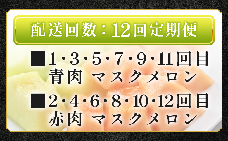 【12回定期便】一果相伝 青肉メロン 赤肉メロン 家庭用 1玉 交互にお届け - 定期便 果物 フルーツ めろん 青肉 赤肉 自宅用 ジューシー 果汁 至福 美味しい ソーダ ケーキ 篤農 産地直送 高知県 香南市 常温 Wtn-0053