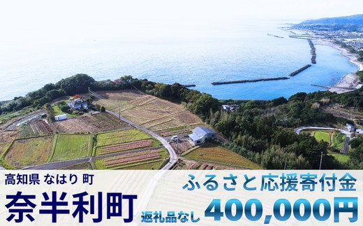 999999-7【応援寄附金】高知県奈半利町 1口 40万円 返礼品なしのご寄附　【奈半利町役場】