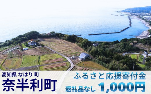 999999-1【応援寄附金】高知県奈半利町 1口 1000円 返礼品なしのご寄附　【奈半利町役場】