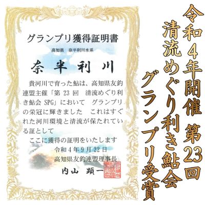 107002 奈半利川の友釣り天然アユ（冷凍） ９尾 利き鮎グランプリ受賞 釣り 鮎 あゆ 奈半利川 アウトドア 清流めぐり利き鮎会 SPグランプリ受賞 /高知県 奈半利町