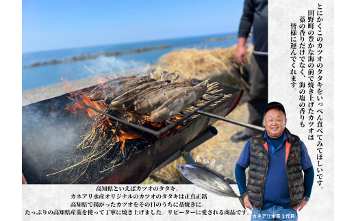 【四国一小さなまち】 ★カネアリ水産★ 幻の塩たたき 〜 わら焼きカツオのたたき２節 × 田野屋塩二郎の塩２袋 〜