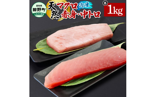 〜四国一小さなまち〜 天然マグロ（赤身・中トロ 各1kg）まぐろ 鮪 中とろ 刺身 刺し身 さしみ 魚 魚介 海鮮 海鮮丼 寿司 海の幸 おかず おつまみ 惣菜 おいしい 美味しい