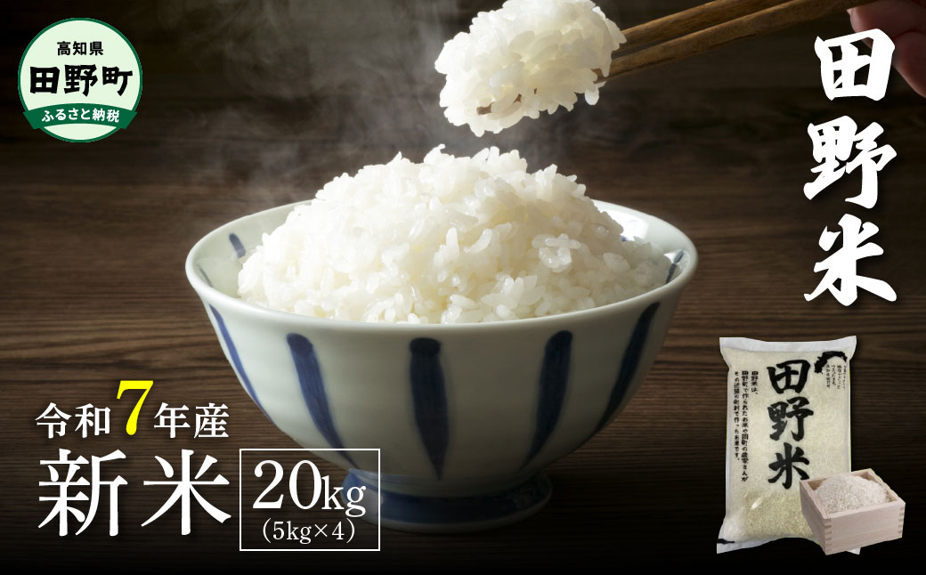 ★令和7年産 新米★四国一小さなまちの田野米  20kg（5kg×4袋）～精米・白米～