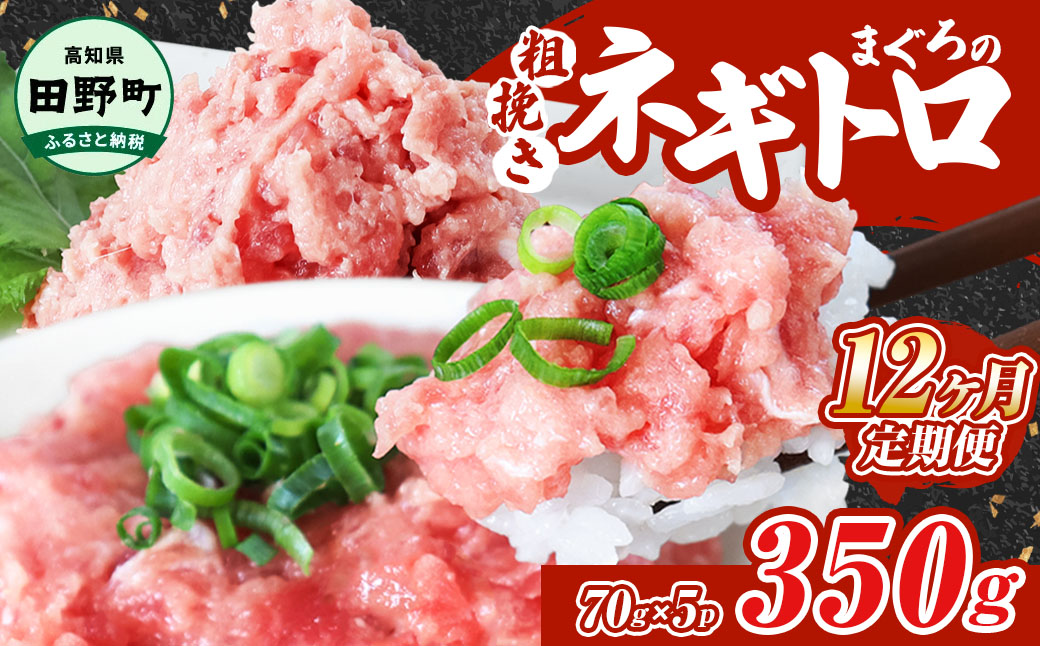 ～四国一小さなまち～ ≪カネアリ水産≫ まぐろのネギトロ 350g（70g×5パック）×12ヶ月定期便 ねぎとろ 鮪 マグロ キハダマグロ まぐろたたき 粗挽き 小分け パック 海鮮 魚介 便利