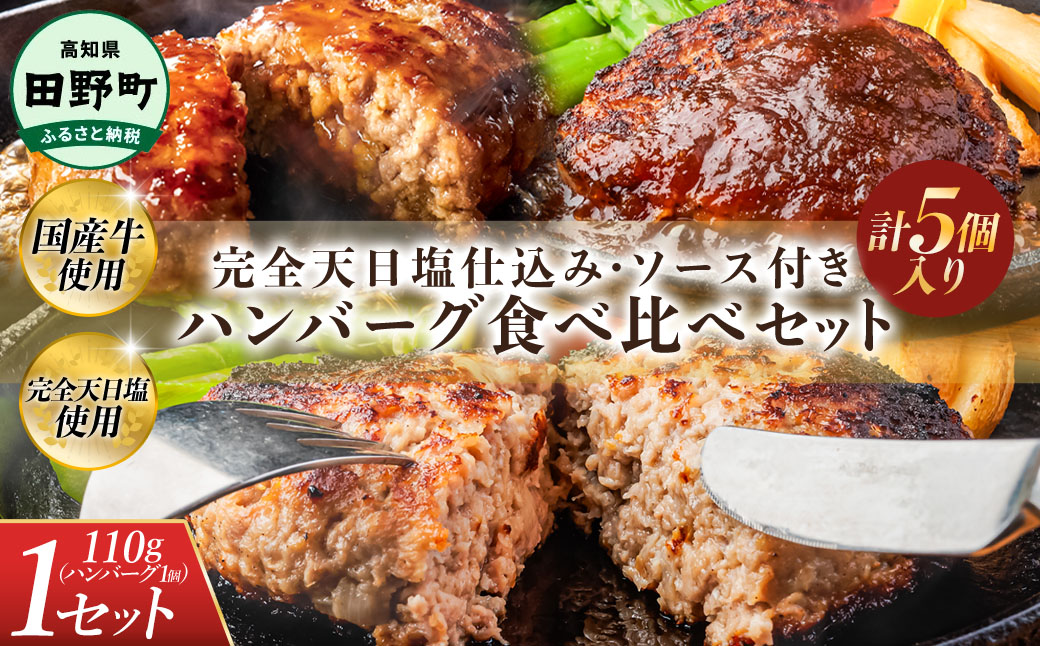 食べ比べ！完全天日塩仕込みハンバーグ3種各1個セット 田野屋青蜂 白鯆 完全天日塩 特製デミグラス 黄金しょうがソース付き 肉 お肉 おかず 惣菜 ジューシー おいしい 洋食 お取り寄せ 冷凍 配送 高知県 田野町