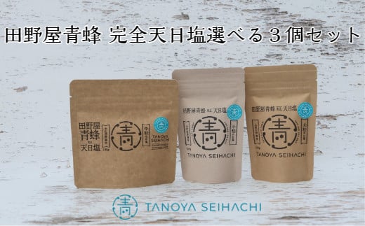 【四国一小さなまちのお塩】 塩職人 田野屋青蜂 完全天日塩 ★ ４種類から選べる ★ ３個セット 