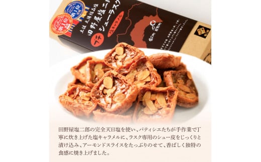 ★田野屋塩二郎完全天日塩★シューラスク(10枚入り) 1箱＋アーモンドサブレ・ブリック(15枚入り) 1箱セット  田野屋塩二郎 天日塩 お菓子 洋菓子 焼き菓子 おやつ スイーツ アーモンド ほろほろ 美味しい