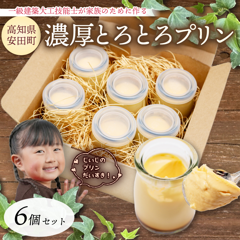 濃厚とろとろプリン 1級建築大工技能士 が作る プリン 6個セット プディング スイーツ スィーツ 希少糖 アルロース 贈り物 おやつ お土産 土産 手土産 プレゼント ティータイム コーヒー 紅茶 日本茶 お茶請け 高知県 安田町 KD-0003