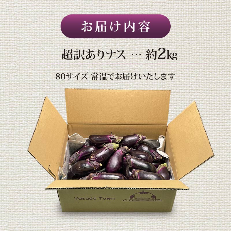 【2月より発送】安田町産 「超」 訳あり ナス なす 2kg 新鮮 野菜 茄子 産地直送 季節限定 夏野菜 ふるさと納税茄子  ふるさと納税なす 高知 安田町 TR-0003