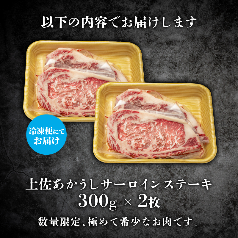 ｢土佐あかうし｣サーロインステーキ300g×2枚 希少 土佐あかうし サーロイン 約300g×2枚 600g  牛肉 冷凍 国産 国産牛 牛サーロイン ステーキ 和牛 ブランド牛 赤身 ローストビーフ すきやき（すき焼き）しゃぶしゃぶ 鍋 お肉 あか牛 赤牛 高知県産 安田町  MT-10