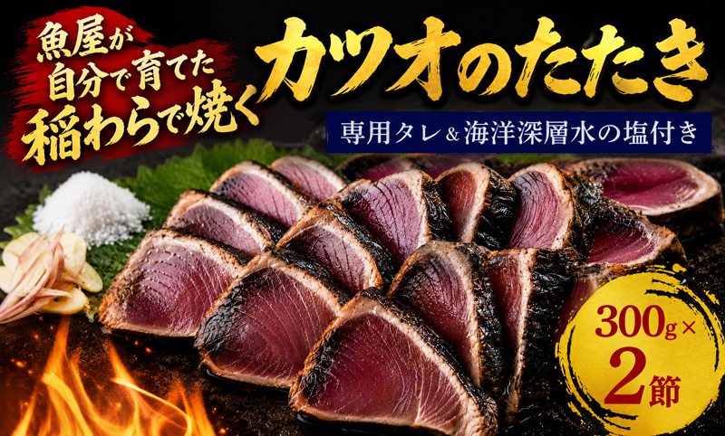 カツオの藁焼きタタキ カツオのタタキ 300g×2本 塩 タレ 付き 藁焼き かつおのたたき 鰹 たたき わら焼き 冷凍 刺身 晩ごはん おつまみ おかず 海鮮 高知県 安田町  KR-01