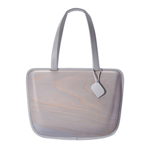 monacca-bag/Leaf ashグレー 木製トートバッグ