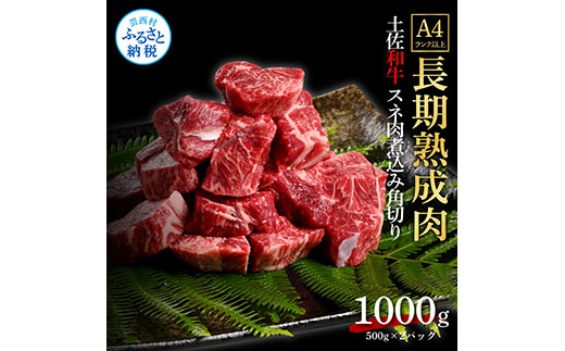 天下味 エイジング工法 熟成肉 土佐和牛 特選スネ肉 煮込み角切り 500g×2 合計1kg エイジングビーフ スネ肉 国産 肉 牛肉 和牛 人気 老舗焼肉店 冷凍 新鮮 真空パック 高級 お祝い 高知 高知県 芸西村 故郷納税 19000円 返礼品 贈り物 贈答 ギフト