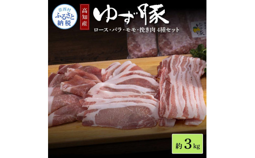 なはりゆず豚セット 3kg - 豚バラ ロース モモ 挽き肉 ひき肉 豚 豚肉 国産 詰め合わせ セット 冷凍 料理 おうちごはん 個包装 28000円 高知県産 高知