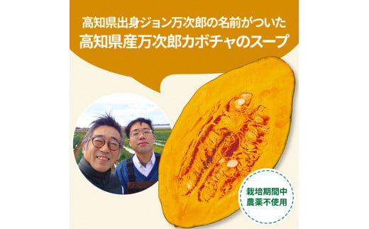 高知県産万次郎カボチャのポタージュ 3食 スープ カボチャ かぼちゃ 南瓜 ポタージュ 180ｇ×3食 常温 常温保存 温めるだけ 簡単 調理 朝食 ごはん 惣菜 野菜 スープ 国産