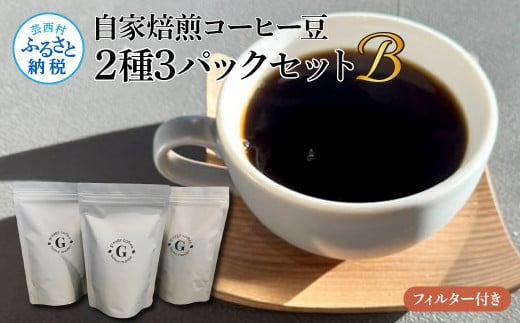 自家焙煎コーヒー豆2種3パックセットB フィルター付き 各150g×3P 計450g コロンビア×2P タンザニア×1P 珈琲 珈琲豆 焙煎 中深煎り～深煎り コク 飲みやすい チャック付き ドリンク