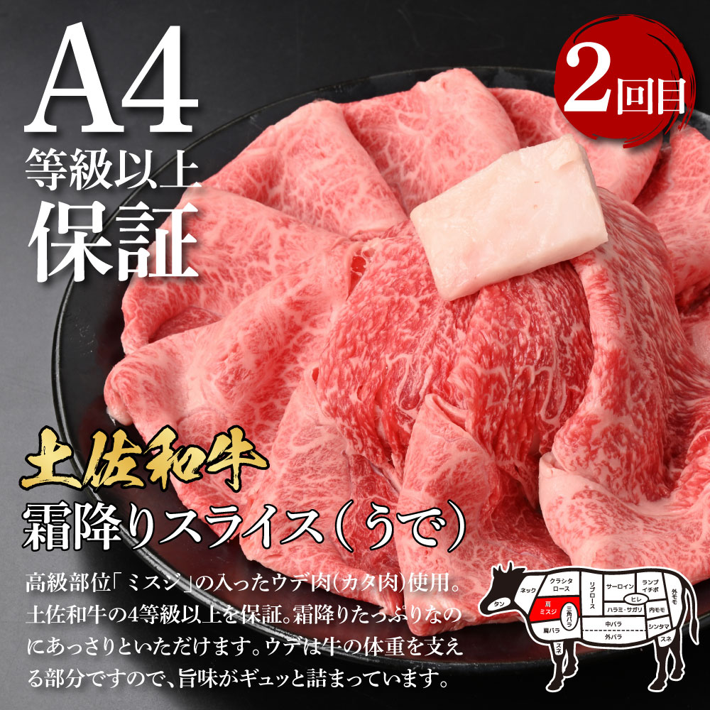 3ヶ月定期便 訳ありカツオたたき×1.5kg 土佐和牛霜降りスライス(うで)×450g 土佐和牛特選クラシタローススライス×450g すき焼き 食べ比べ 鰹 かつお タタキ 牛肉 ウデ肉 肩ロース