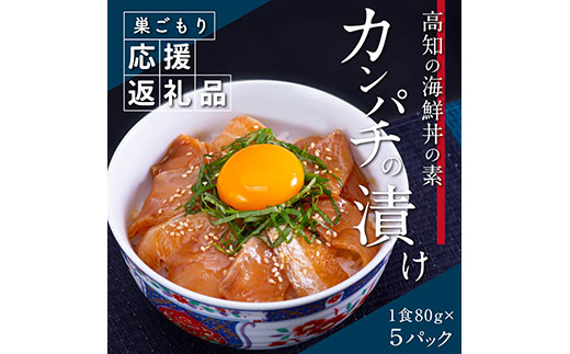 高知の海鮮丼の素「かんぱちの漬け丼の素」1食80g×5P 勘八 カンパチ 惣菜 そうざい 冷凍 保存食 海鮮 小分け パック 本場 高知 海鮮丼 パパッと 簡単 一人暮らしコロナ 緊急支援〈高知市共通返礼品〉