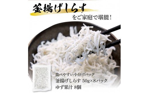高知県産釜揚げしらす（50g×8パック）シラス 小分け 国産 無添加 釜揚げ しらす丼 海鮮丼 ゆずつき お茶漬け ごはん 軍艦巻き 寿司 8人前 冷凍 高知県 返礼品 7000円