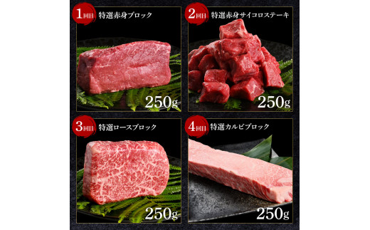 ＜6ヶ月定期便＞ 土佐和牛詰め合わせ6種（合計1.5kg）1.5キロ 赤身ブロック サイコロステーキ ロース カルビ ヒレ ブロック肉 特選 赤身 牛 牛肉 和牛 国産 エイジング工法 熟成肉