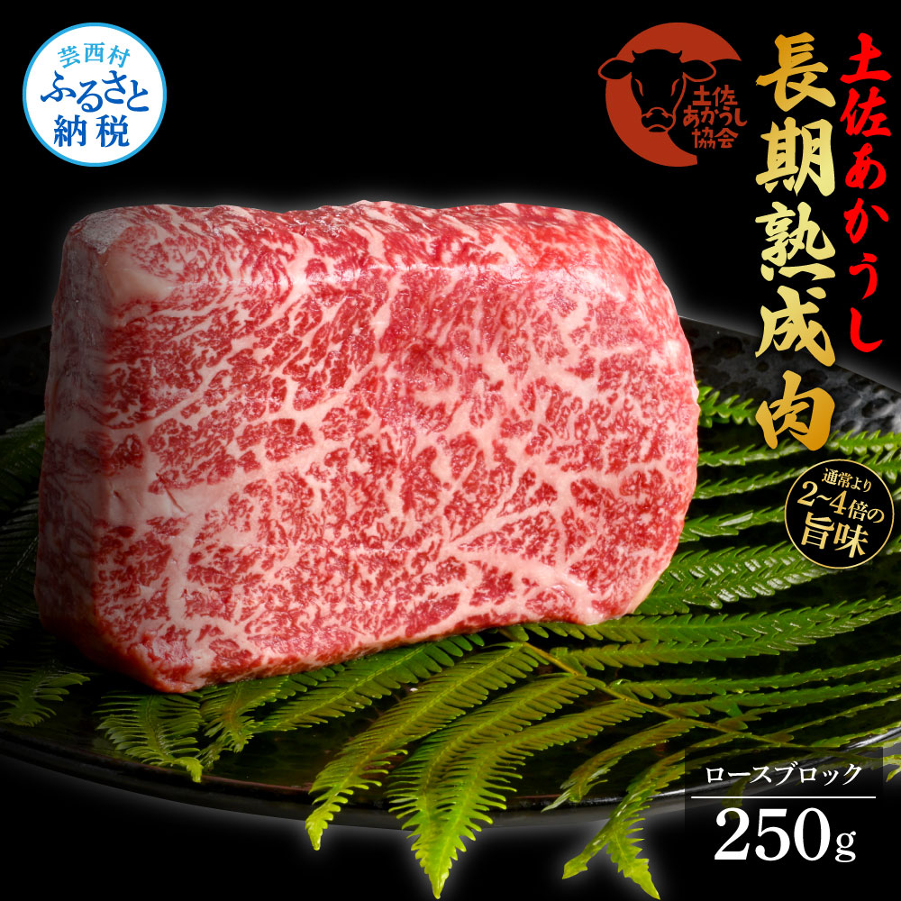 天下味 エイジング工法 熟成肉 土佐あかうし 特選ロースブロック 250g エイジングビーフ 国産 あか牛 赤牛 牛肉 和牛 冷凍配送 真空パック お祝い 高知 芸西村 贈り物 贈答 ギフト