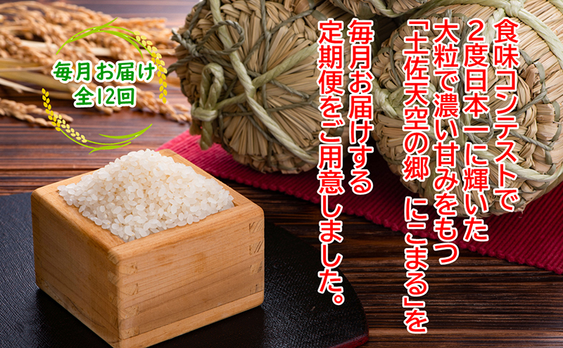 ★令和5年産★2010年・2016年 お米日本一コンテスト inしずおか 特別最高金賞受賞 土佐天空の郷　にこまる　10kg定期便　毎月お届け全12回