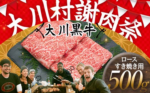 国産黒毛和牛 大川黒牛 ロース すき焼き用 スライス A4（250g×2パック） 国産 黒毛和牛 A4 ロース 牛肉 すき焼き すきやき スキヤキ 記念日 お祝い 牛 ビーフ 肉 食品 高知県 大川村 F6R-024