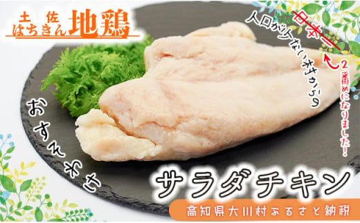 サラダはちきん 750g（150g×5個） サラダチキン 土佐はちきん地鶏 地鶏 ぢどり じどり 鶏肉 とり肉 チキン蒸し鶏 むね肉 胸肉 国産 高知県産 惣菜 レトルト 調理済み インスタント 高知県 大川村 F6R-036