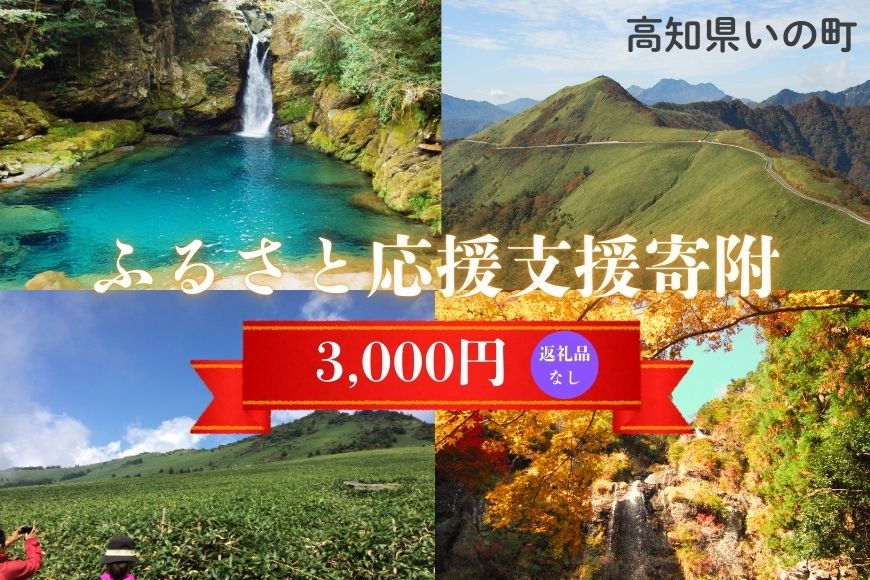 高知県いの町への応援支援寄附（返礼品なし　1口　3,000円）