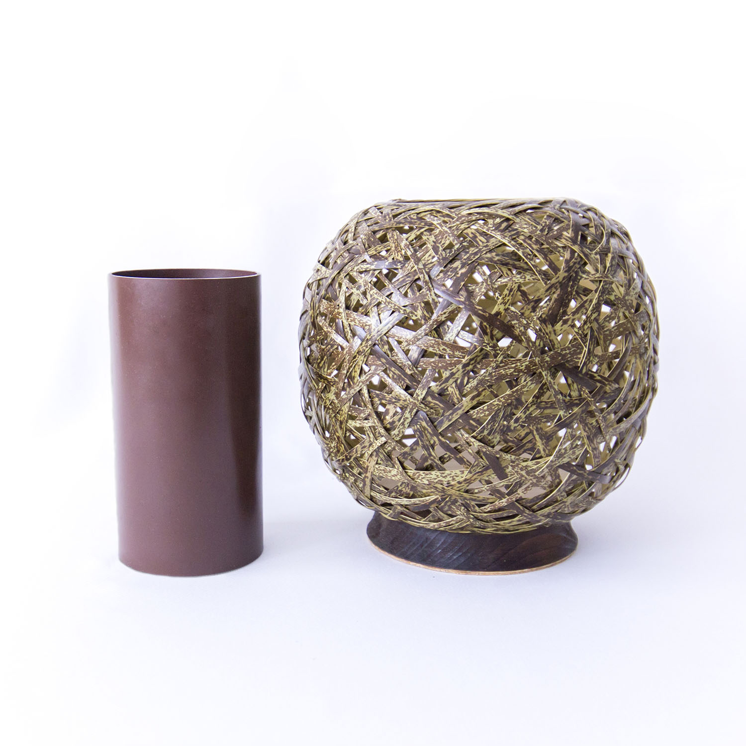 竹細工 花器 〜蓑篭(大)・虎斑竹〜